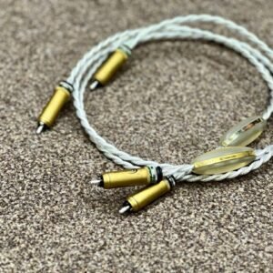 High-end audio RCA cables on carpet